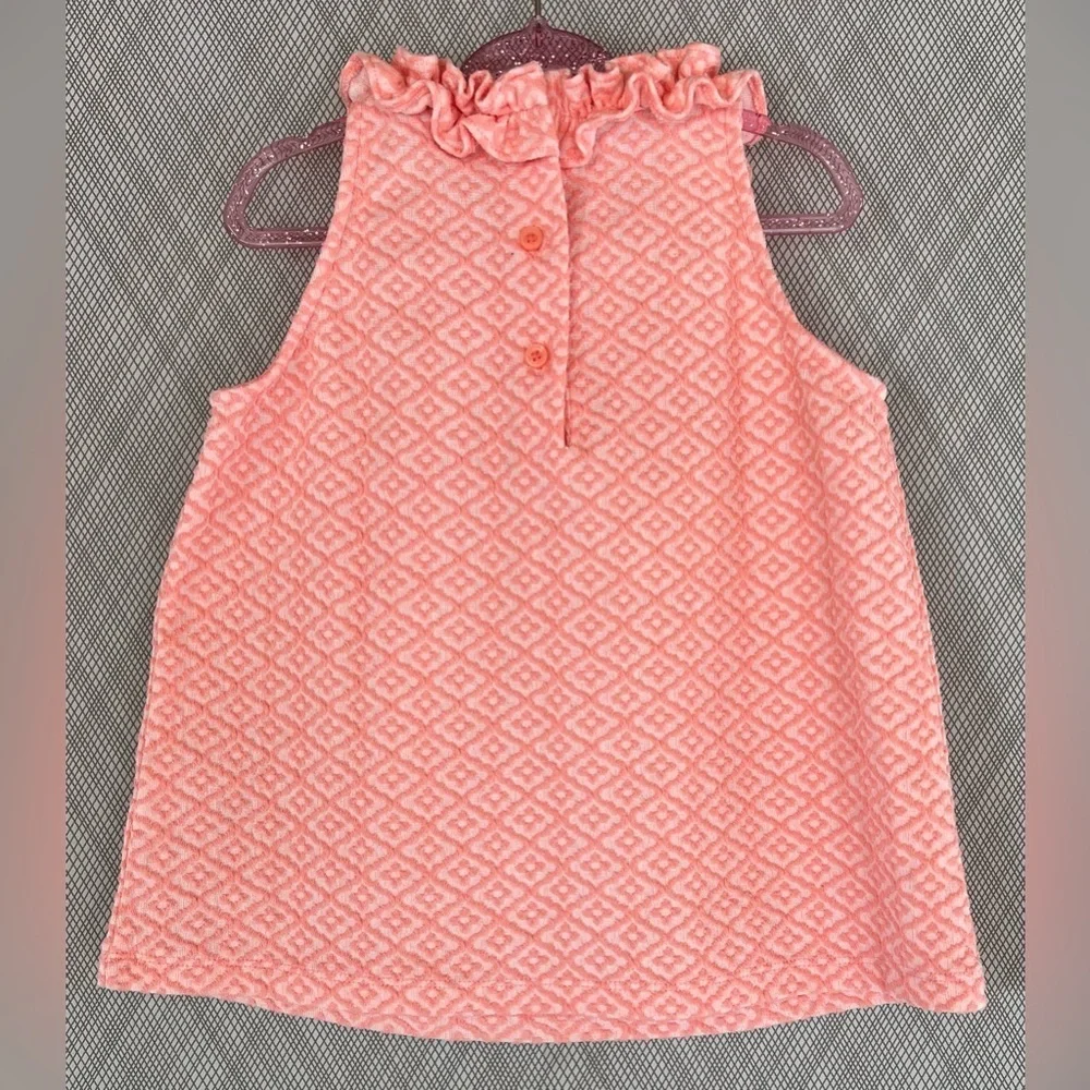 Janie and Jack - Girls peach ruffle neckline sleeveless top (Size 5t)